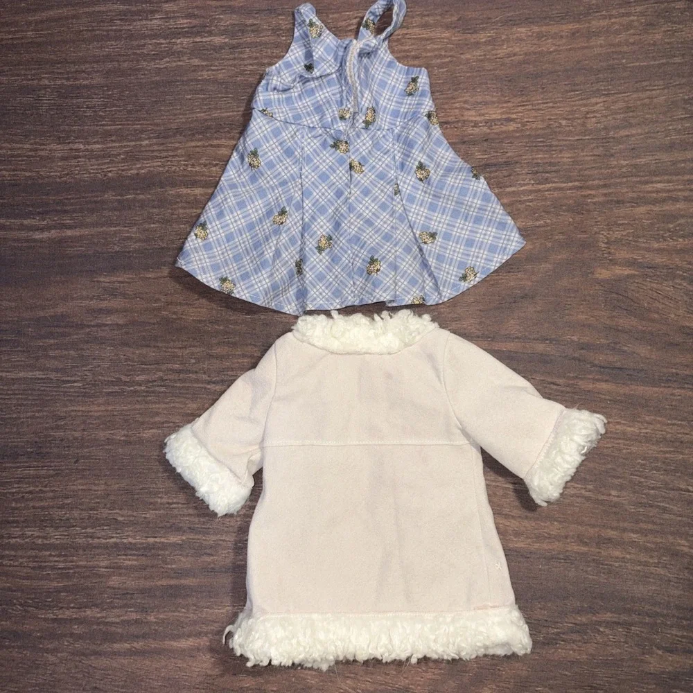 American Girl Bitty Baby 8 Piece Clothing Bundle Gingham Dress Toggle Coat